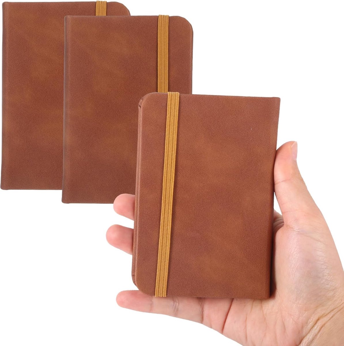 3 Pieces Notebooks A7 Small Notebook 100 Sheets 11×3 In, Pocket Notebook, Small Hardcover Notepad, A7, Brown, for - ShopVlot