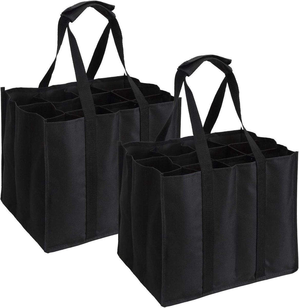 Tebery 2 Set of 12 Bottle Bags, Bottle Bag for 12 x 1.5 Litre Bottles, Carry Bag with Dividers, 34 x 26.5 x 27.5 cm - ShopVlot