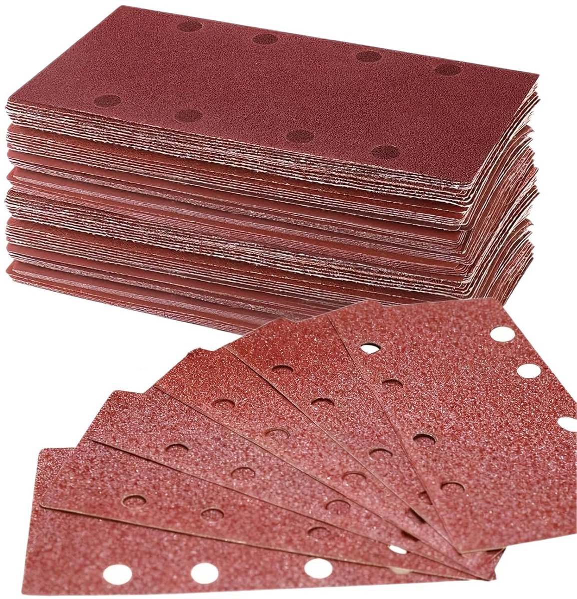 Schuurpapier 93 x 185 mm - 100 Stuks met 8 Gaten - Aluminiumoxide - Voor Hout en Metaal - ShopVlot