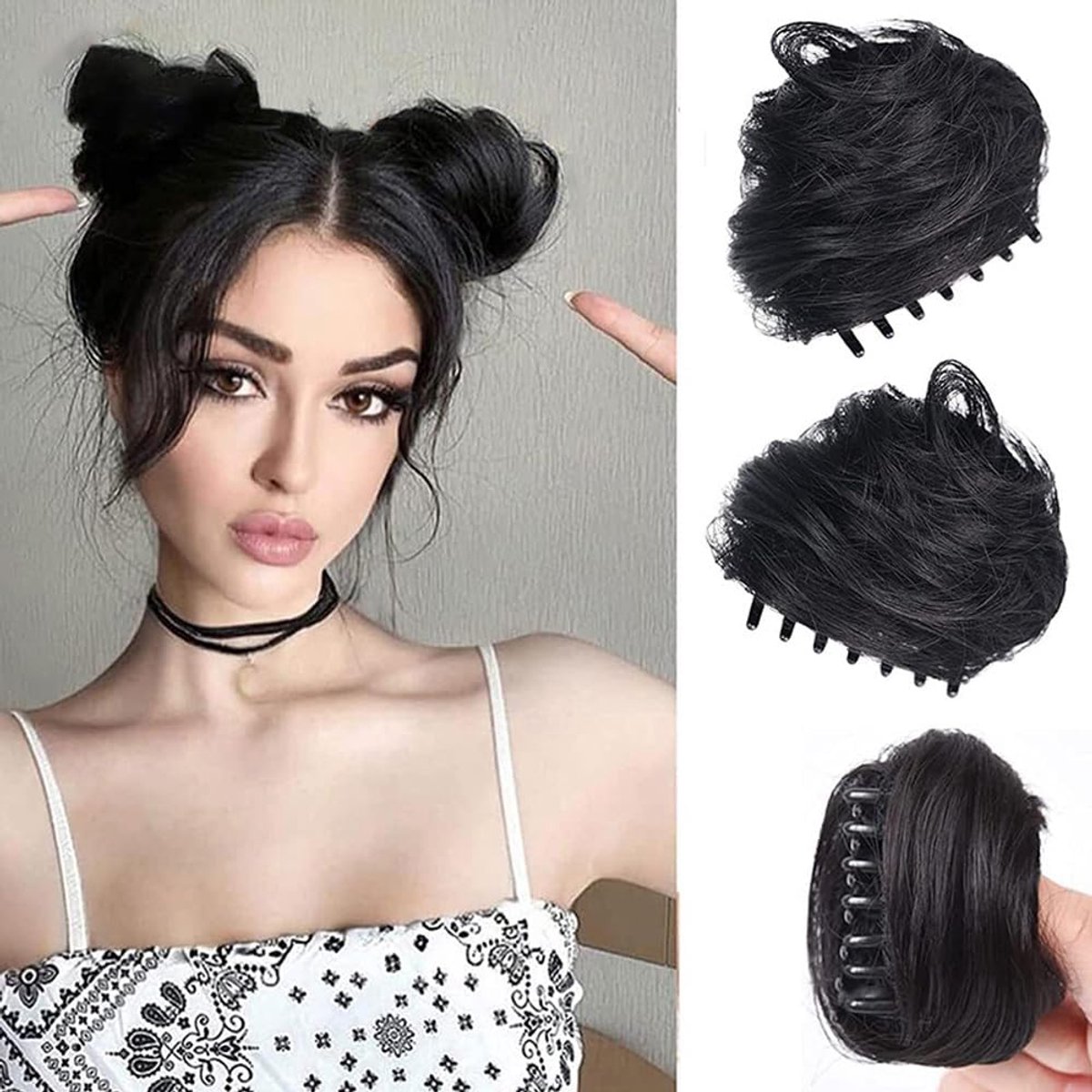 Haarbun met Claw Clip - 2 Stuks - Synthetisch Haar - Perfect voor een Zorgeloze Look - ShopVlot
