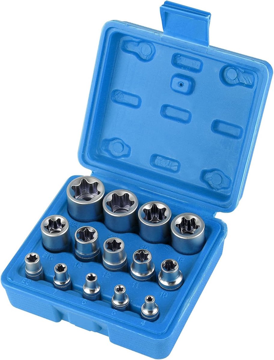 E-Torx steeksleutelset 10-delig - chrome vanadium staal - met opbergdoos - veelzijdige inzetbaarheid - ShopVlot