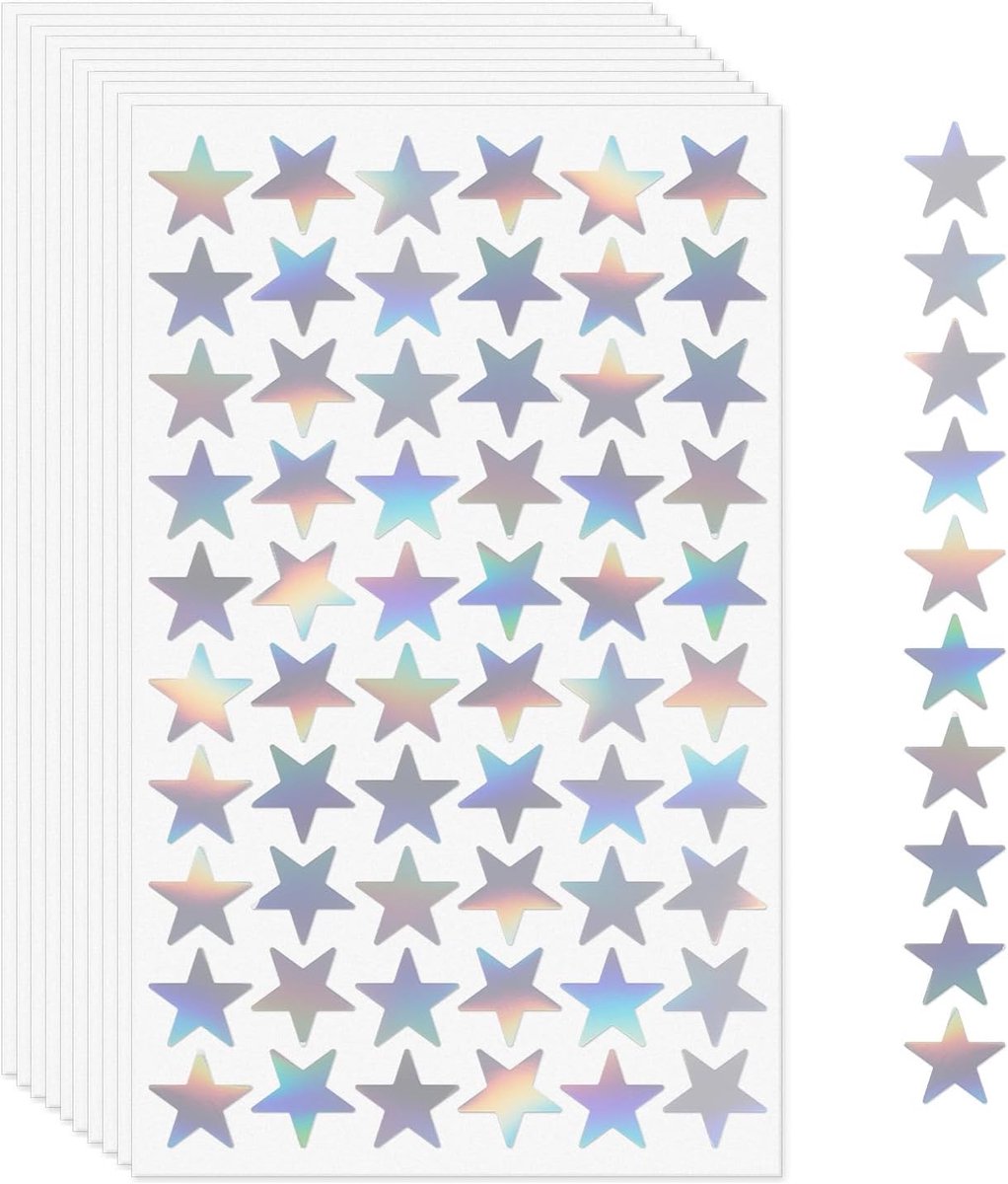 Sterrenstickers 1,8 mm - Holografisch vinyl - Zelfklevend - Ideaal voor beloningen of knutselen - ShopVlot