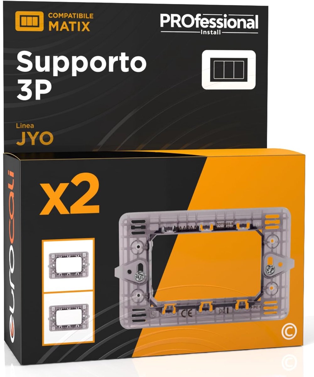 Rechthoekige plaat met 3 modules - pack van 2 - geschikt voor BTicino Matix 7003-B - eenvoudig te installeren - ShopVlot