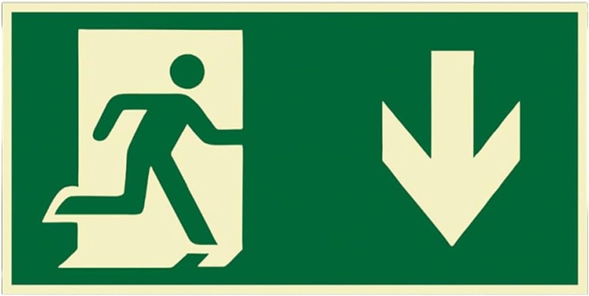 Nooduitgangssignaal 300 x 150 mm - lichtgevend - robuuste sticker voor binnen en buiten - duidelijk vluchtbord - ShopVlot