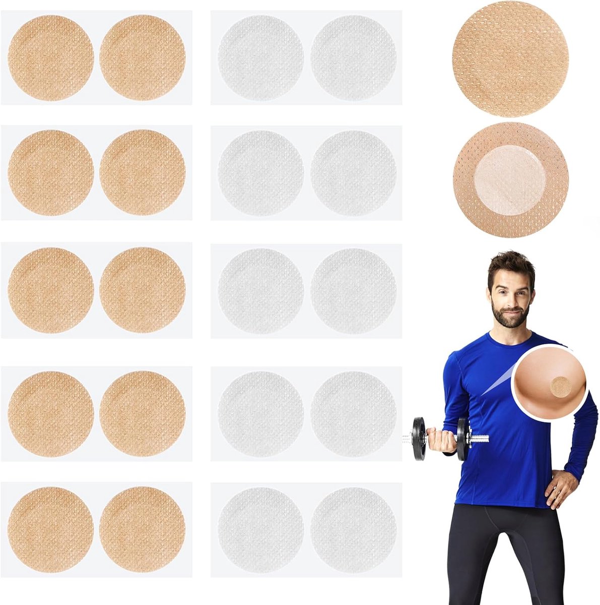 Nippelpads voor mannen - 40 paar - comfortabel en onzichtbaar - perfect voor sporttraining - ShopVlot