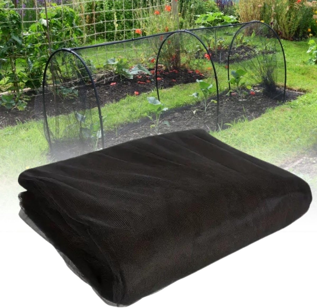 6 x 2.4 m Mosquito Net Outdoor Fine Mesh Insect Protection Net Fly Net Sold by the Metre Vegetable Protection Net Bird Protection Net Plant Protection Net for Garden (Black)