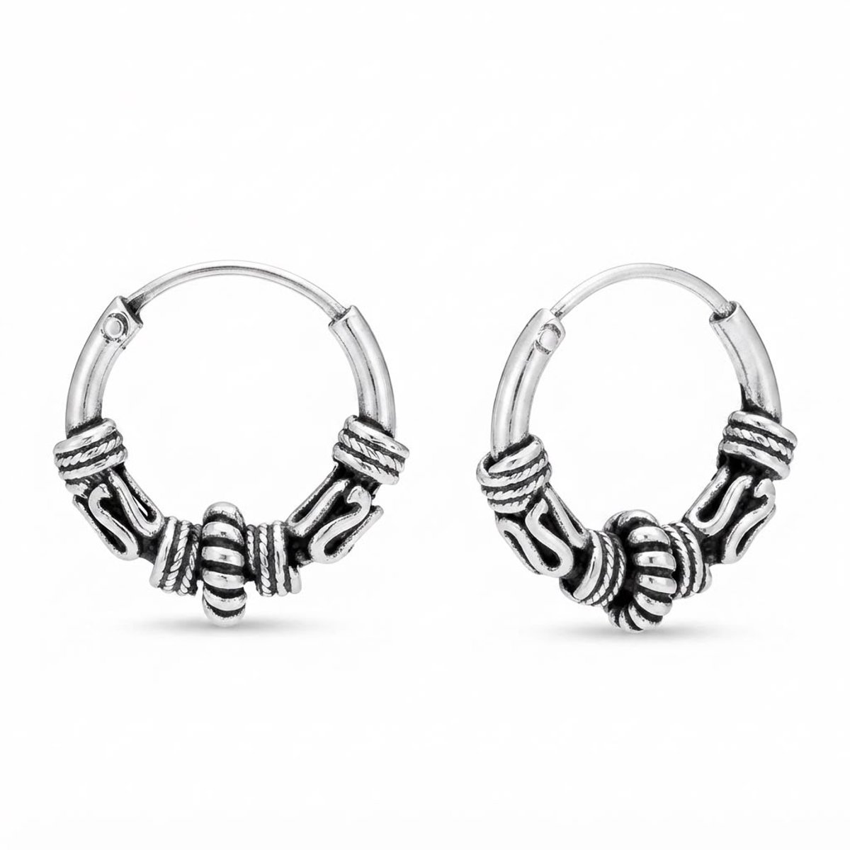 Zilveren Bali Hoops Dames – Kleine Oorringen 12 mm – 925 zilver - Bohemian Oorbellen