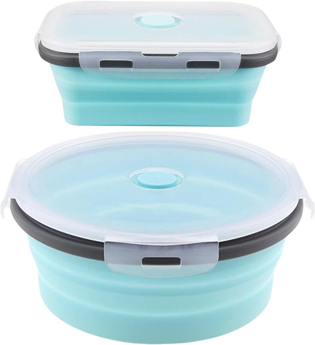 Lunchbox set - ronde en vierkante variant - silicone materiaal - uitrekbaar voor extra ruimte - ShopVlot