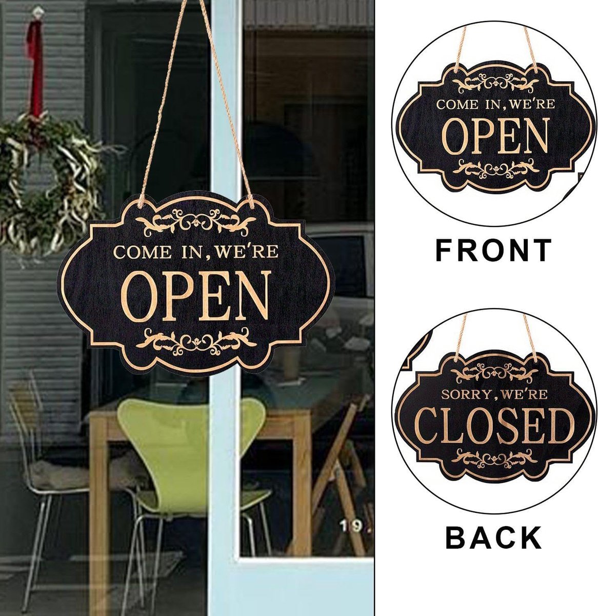 Winkelstickers set - retro bloemhanger en schuifdeur sticker - waterproof decoratie - ideaal voor hotels en restaurants - ShopVlot