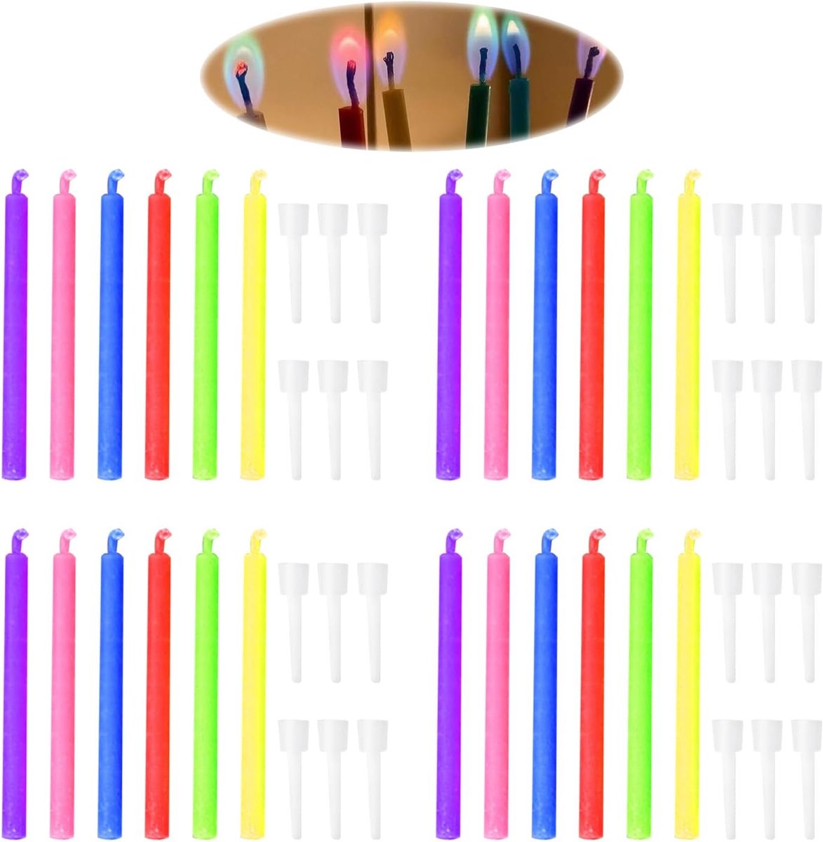 Verjaardagskaarsen set 24 stuks - kleurrijke vlam kaarsen - voor kinderen en volwassenen - feestelijke decoratie - ShopVlot