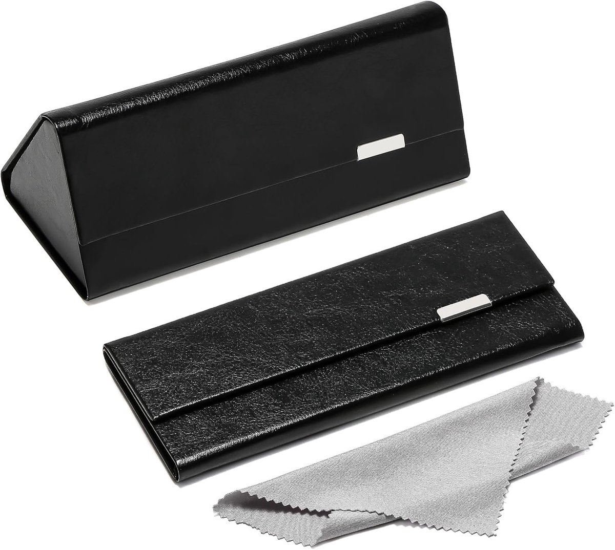 Bril etui opvouwbaar - driehoekig design - leer - ideaal voor onderweg - ShopVlot