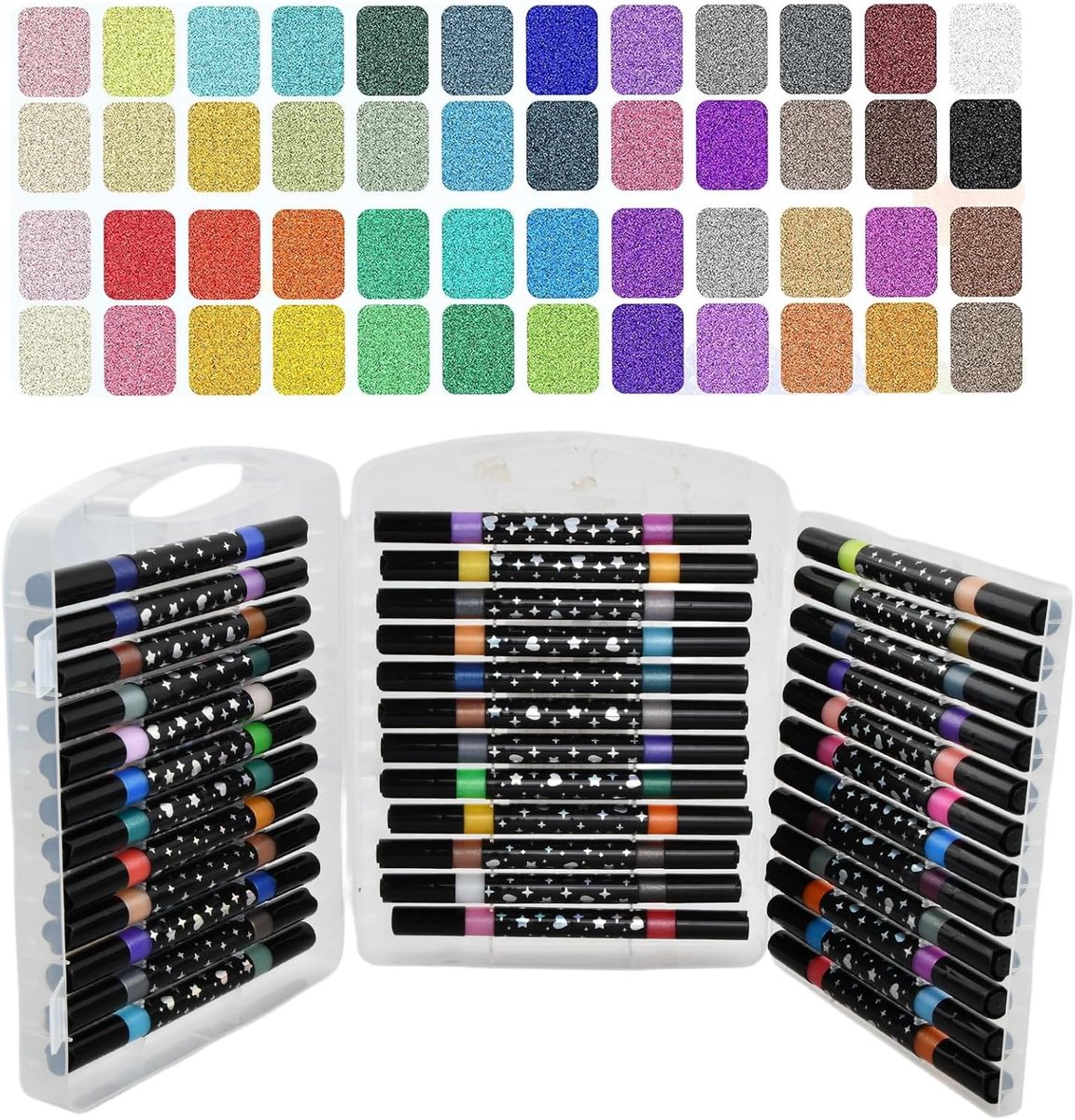 Glitterverf Markers 72 Kleuren - Dubbelzijdige Metallic Stiften - Intense Glitters voor Creatieve Projecten - ShopVlot