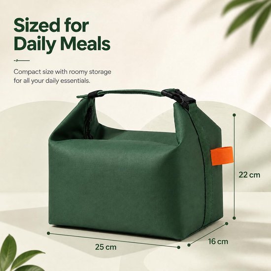 Kleine koeltas lekvrij - groene isolatietas - thermotas voor lunch - houdt eten warm - ShopVlot — afbeelding 3