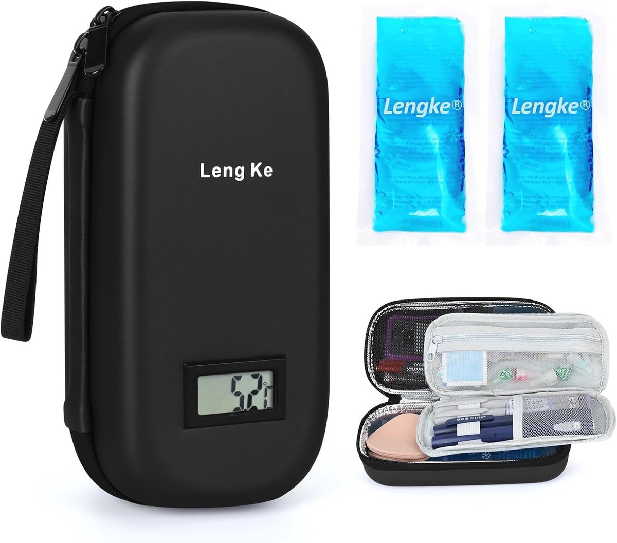 Insuline koel tas met 2 koeltassen - zwart - voor medicijnen en spuiten - ideaal voor reizen - ShopVlot