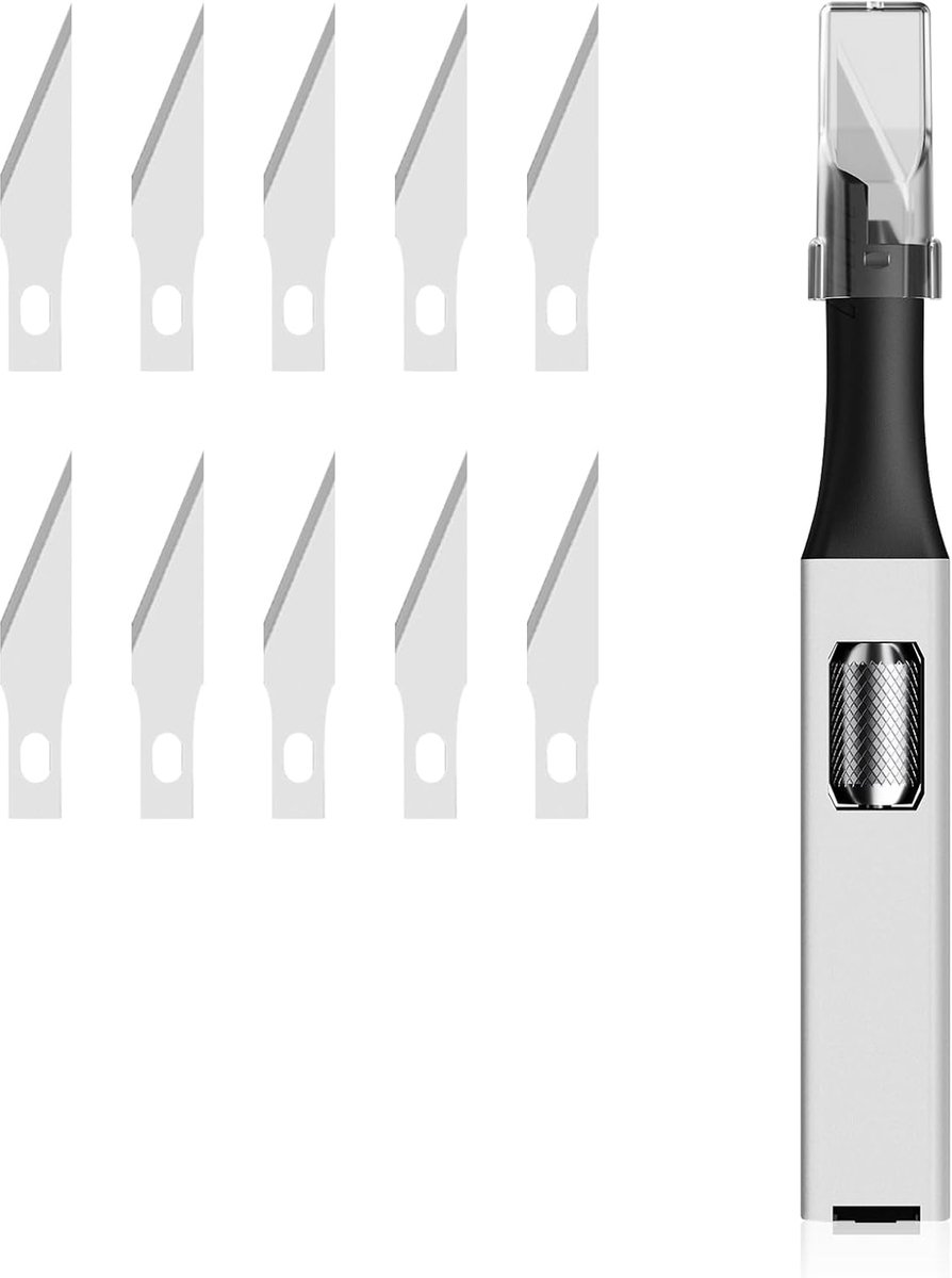 Precisie snijmes met 10 vervangbladen - Aluminium handvat - Veilig en comfortabel snijden - ShopVlot