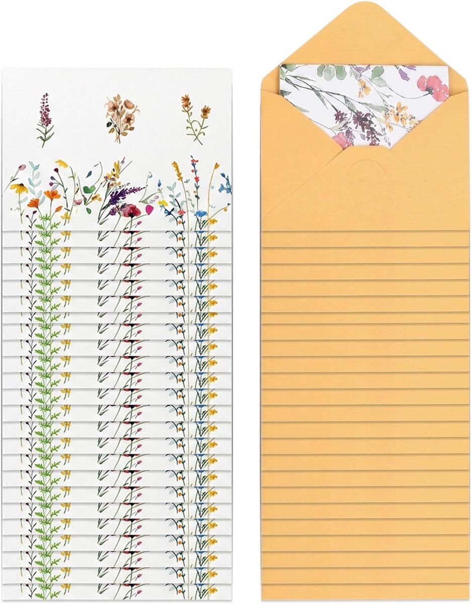 Wenskaarten set 24 blanco kaarten - elegante bloemenmotieven - 9,5 x 12,5 cm - perfect voor verjaardagen - ShopVlot