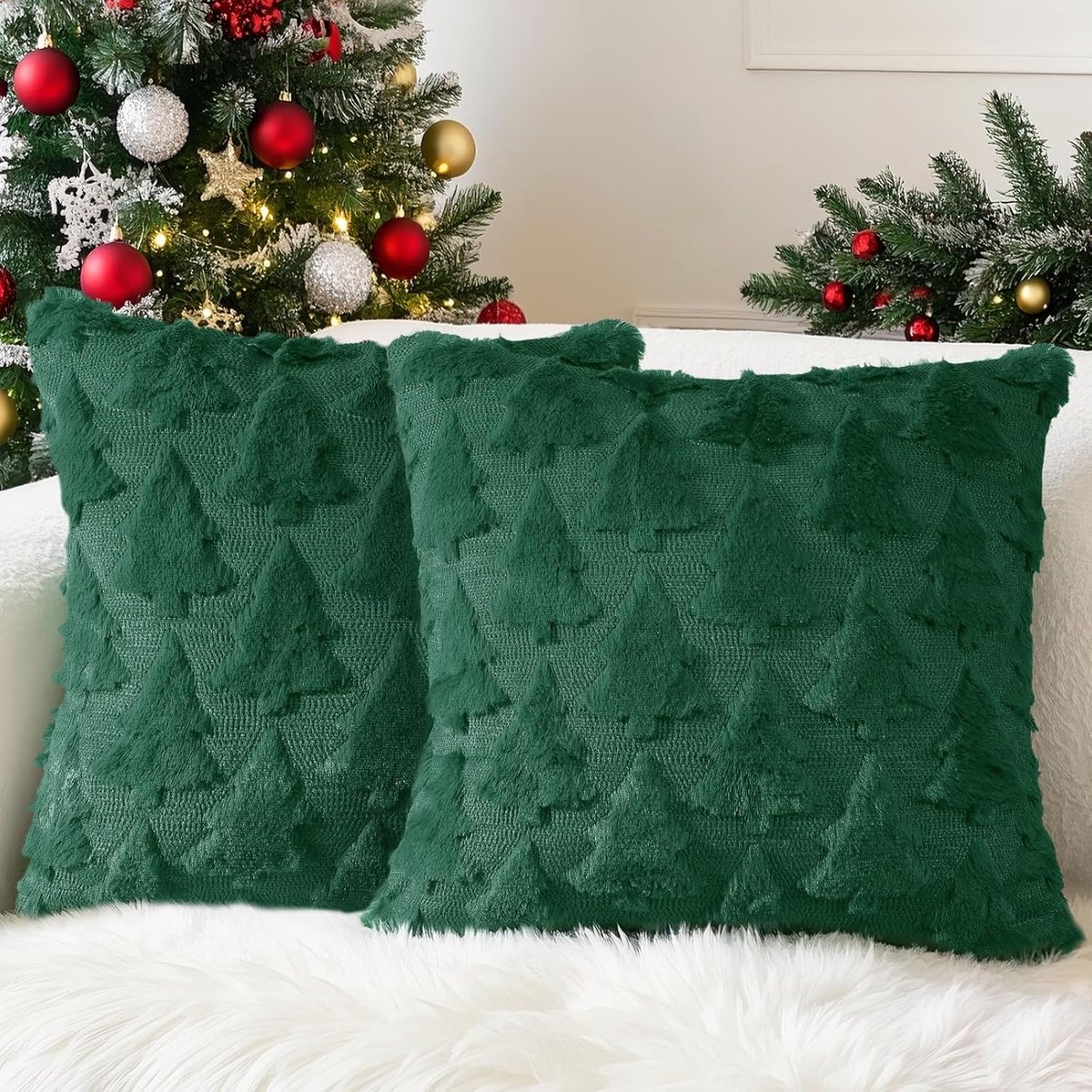 Cushion Covers 45 x 45 cm - Fluffy 3D Plush - Set van 2 - Ideaal voor Halloween en Kerst - ShopVlot