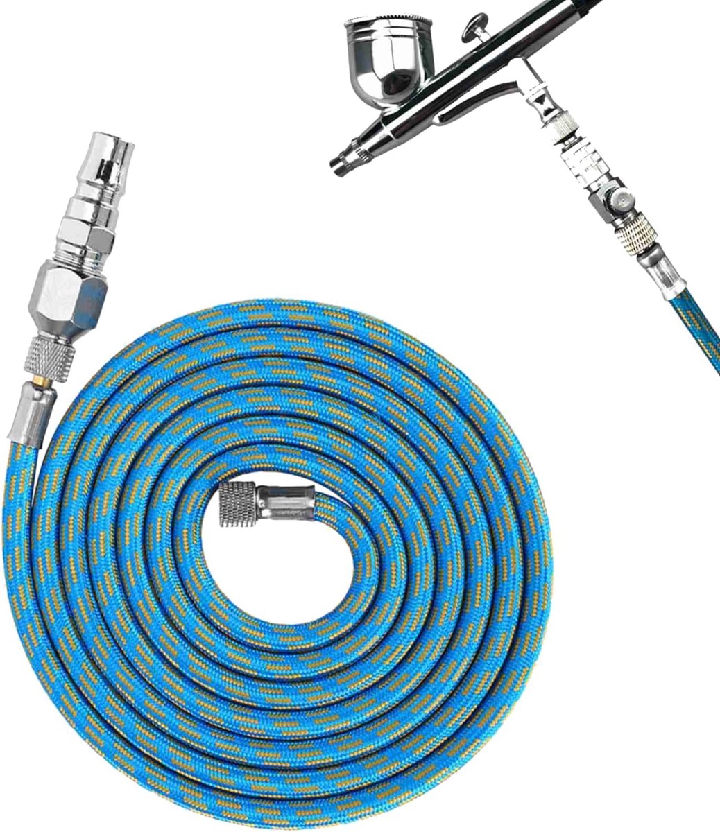Luchtschlauch airbrush adapter set - flexibele nylon slang - 1/8-1/4 adapter - perfect voor spuitpistool - ShopVlot