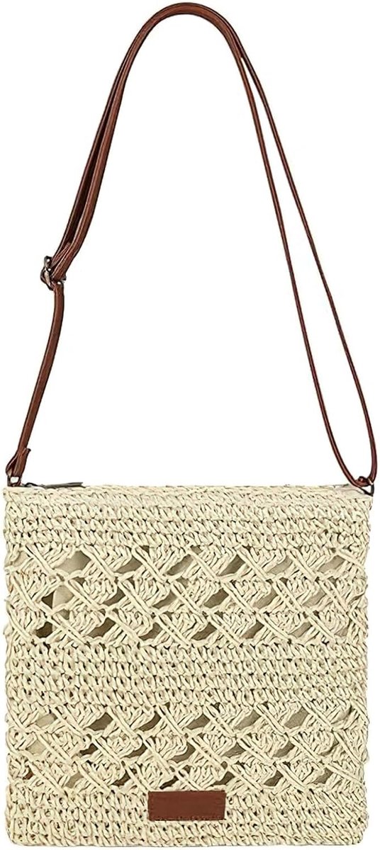 Kleine schoudertas dames - zomertas van stro - Boho rotan - perfect voor strand - ShopVlot