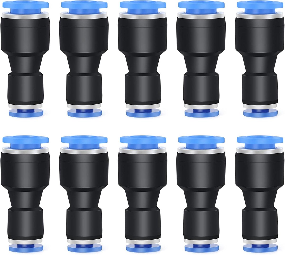 10Pcs 6mm OD x 4mm OD Straight Reducing Push To Connect Fittings, Pneumatic Union Pipe Tube Reducer Fitting - ShopVlot