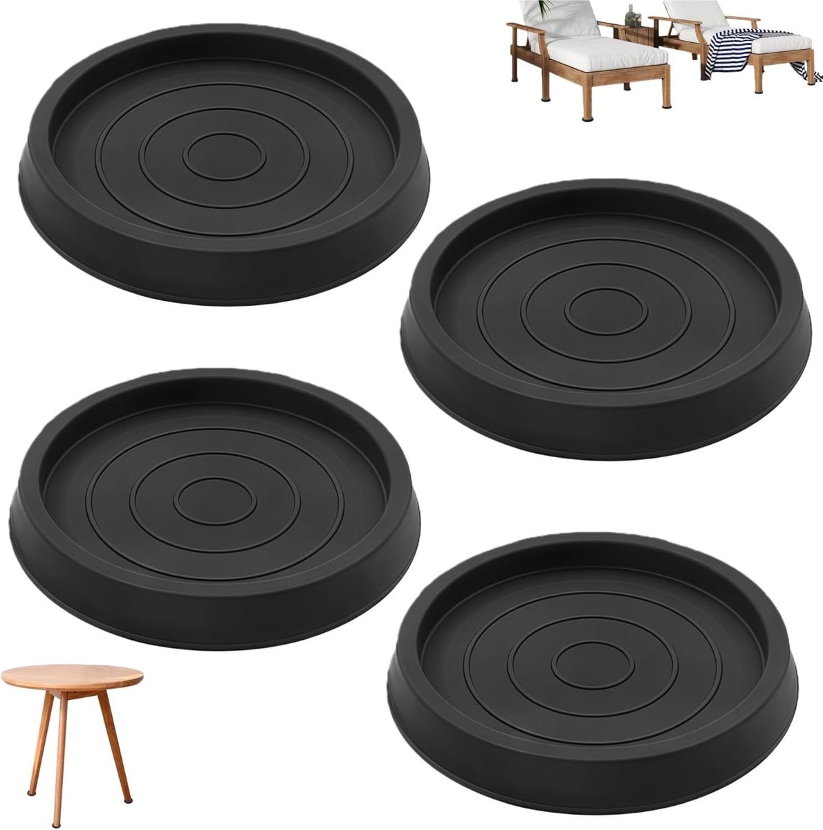 4 Pcs Rubber Furniture Coasters, 2.5 Inch Non-Slip Pads, Floor Protector for Furniture Legs on Bed, Table, Chair - ShopVlot