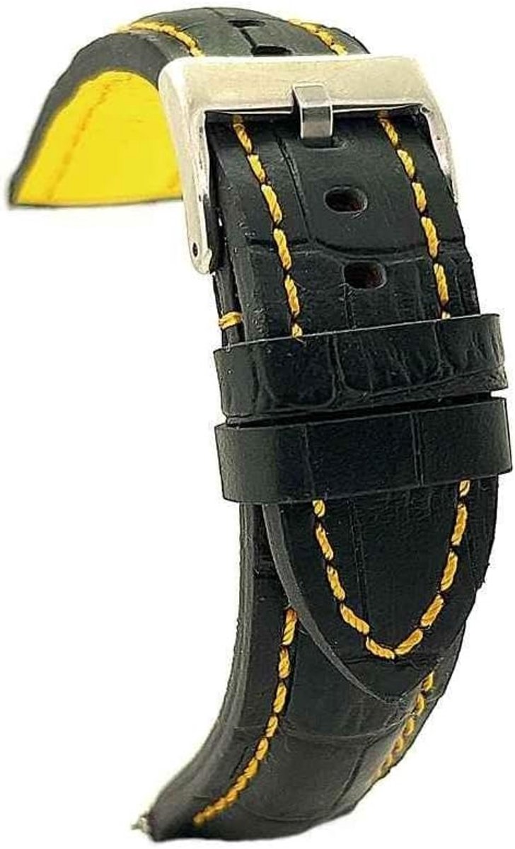 Premium Leather Watch Strap with Crocodile Engraving, Ref. 395, l, band ring - ShopVlot