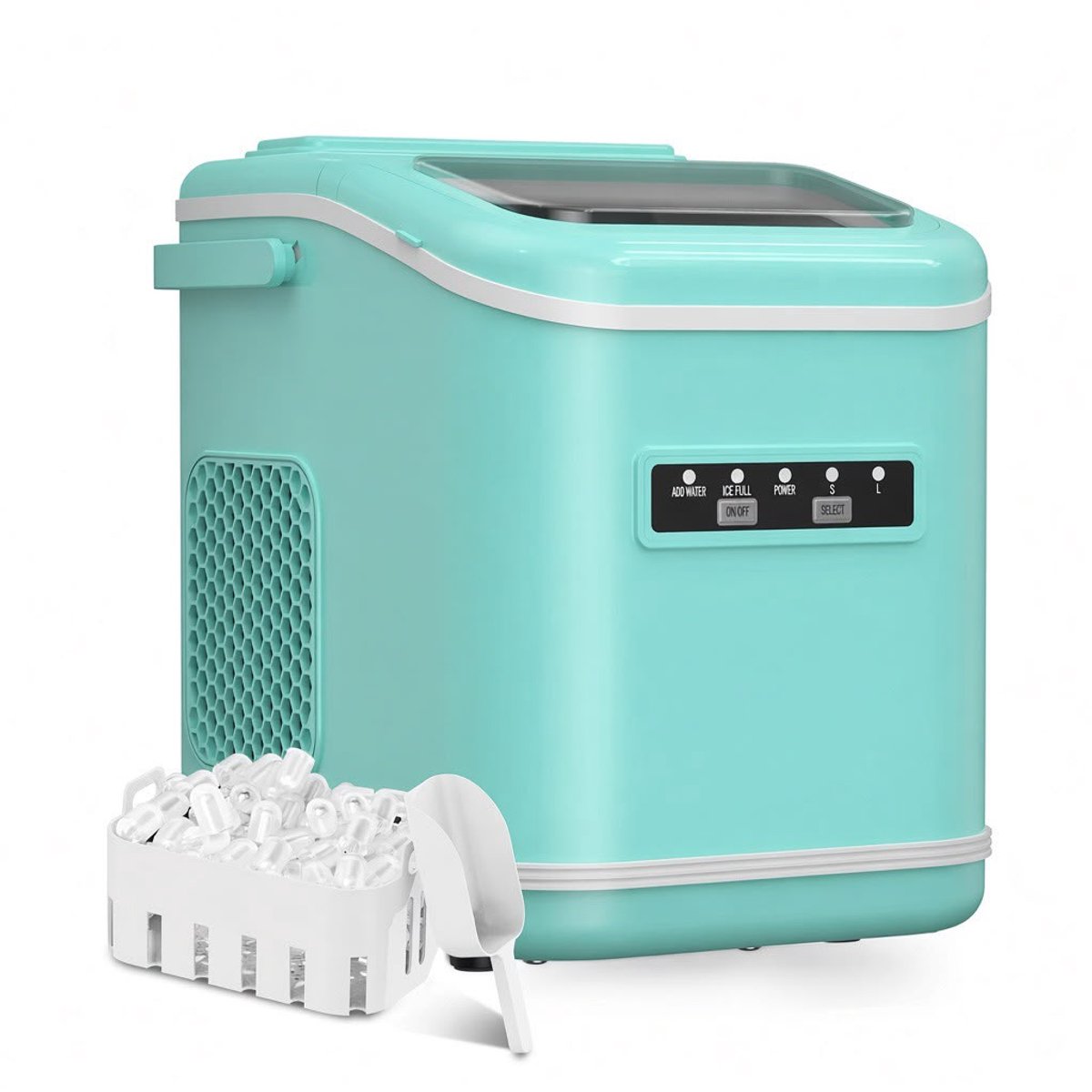Atlasyx ijsblokjesmachine - Ijsmachine - Ijsmaker - Ijsblokjesmakers - Ijsblokjes maken - 12 kg/24 Uur - 1,4 L inhoud - Mintgroen
