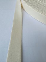 Katoenen keperband-katoenen lint-2 cm x 10 meter-ecru-100% katoen, natuurlijk/katoenkleur. Hoogwaardig lint, ideaal voor eigen labels, textielbedrukking en kledingaccessoires.