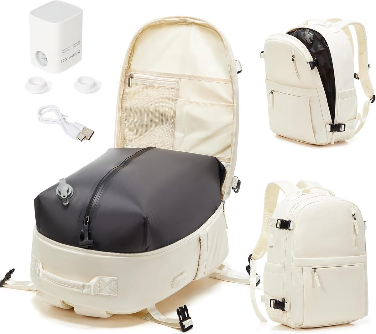 Vacuum Backpack with Electric Pump, Waterproof Cabin Cabin Luggage with USB Port, Ryanair Underseat carry-ons Bag - ShopVlot