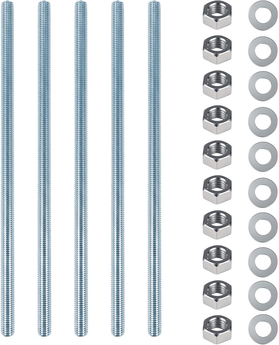 5 schroefdraadstangen M12 x 300 mm, schroefdraadstangen - Schroefdraadschacht, metrische schroefdraadbouten, metrische - ShopVlot