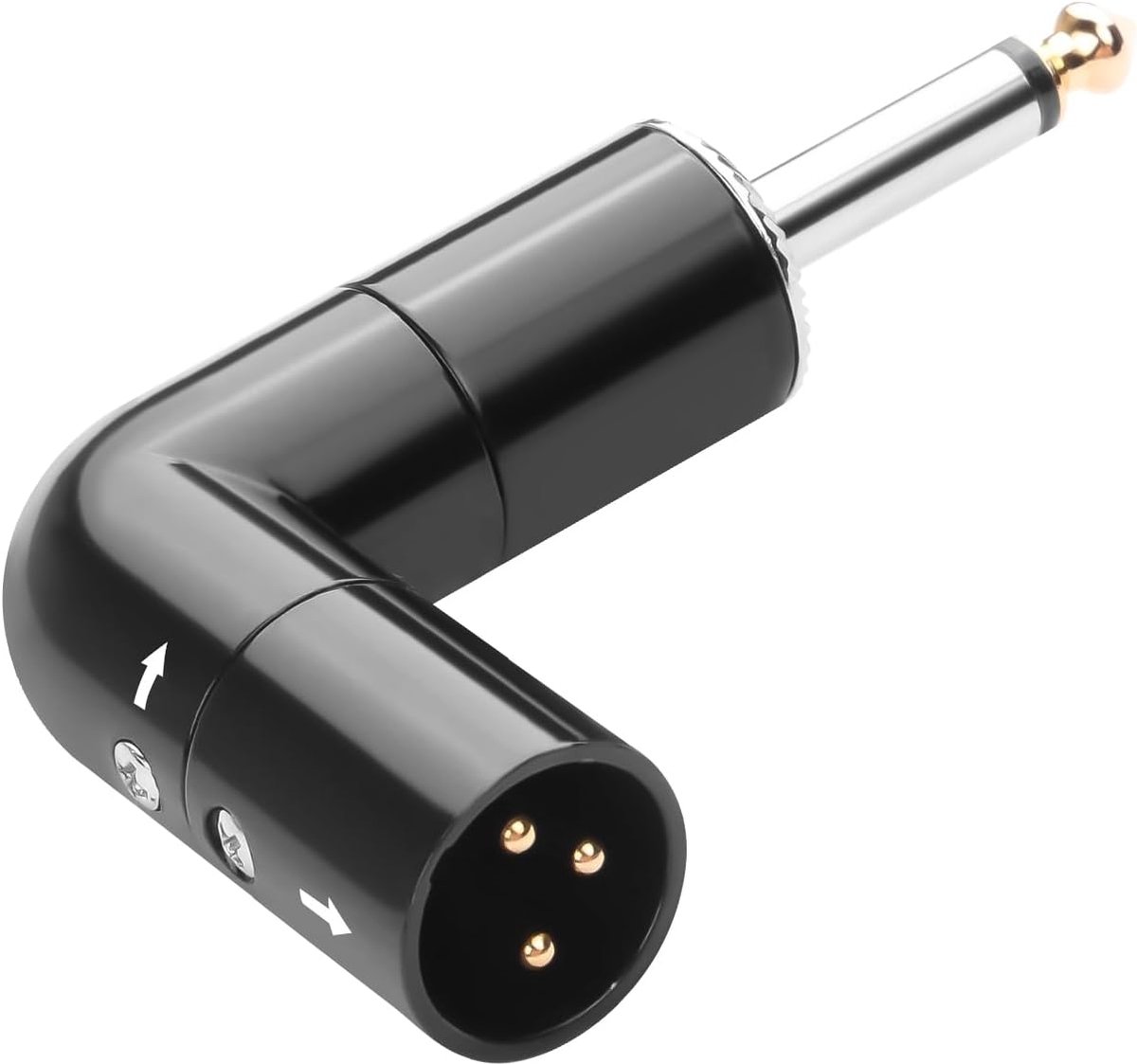 QIANRENON 90° Adjustable Angle XLR to TS 6.35mm Unbalanced Microphone Adapter 3 Pin XLR Plug to 1/4 TS Mono Right - ShopVlot
