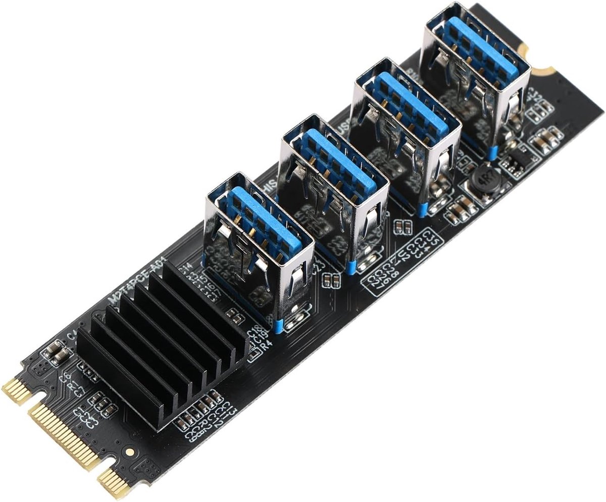 M.2 NVMe to 4 USB PCIE Riser Adapter, M2 M Key to PCIE 1X USB 3.0 Converter Card w/ Heatsink, PCI Express 1X to 16X - ShopVlot
