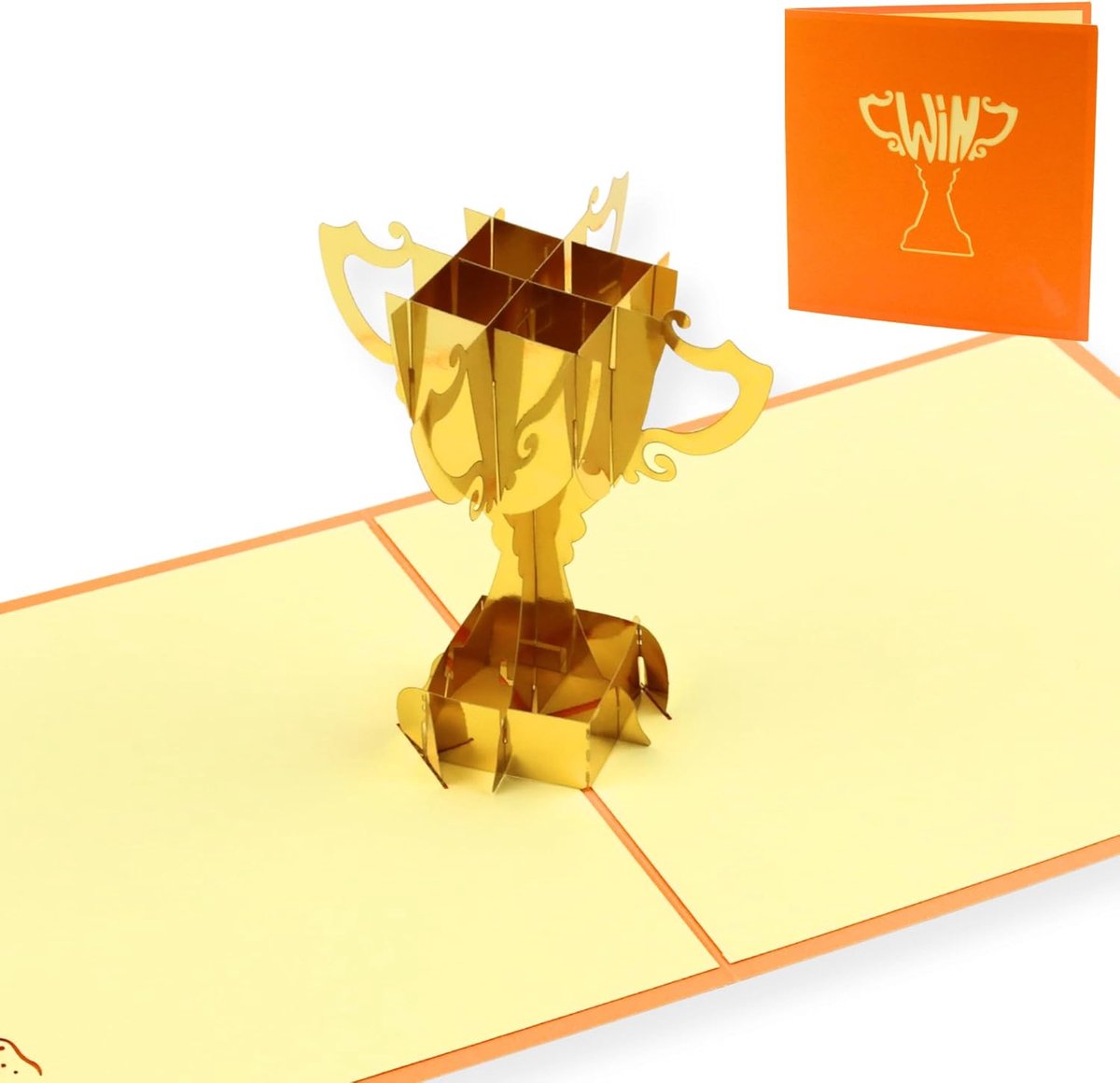 Pop-upkaart trophon, 3D-wenskaart voor succes, test en overwinning, winnenkaart voor sport, afstuderen en bijzondere - ShopVlot