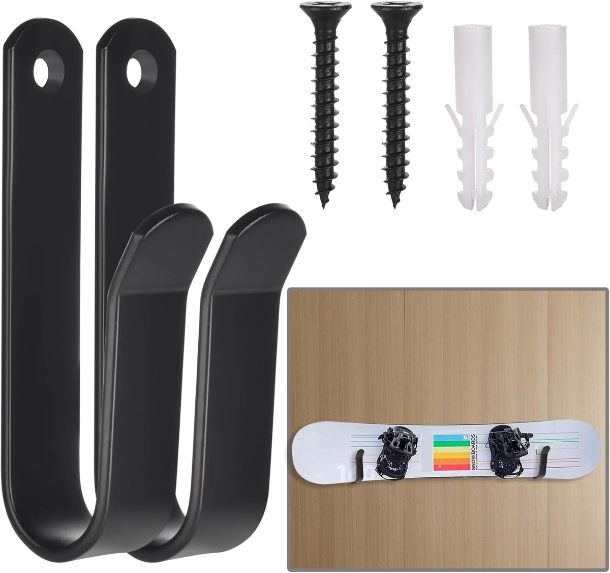 Pack of 2 Snowboard Wall Mount Snowboard Wall Mount Snowboard Wall Mount for Bedroom Garage - ShopVlot