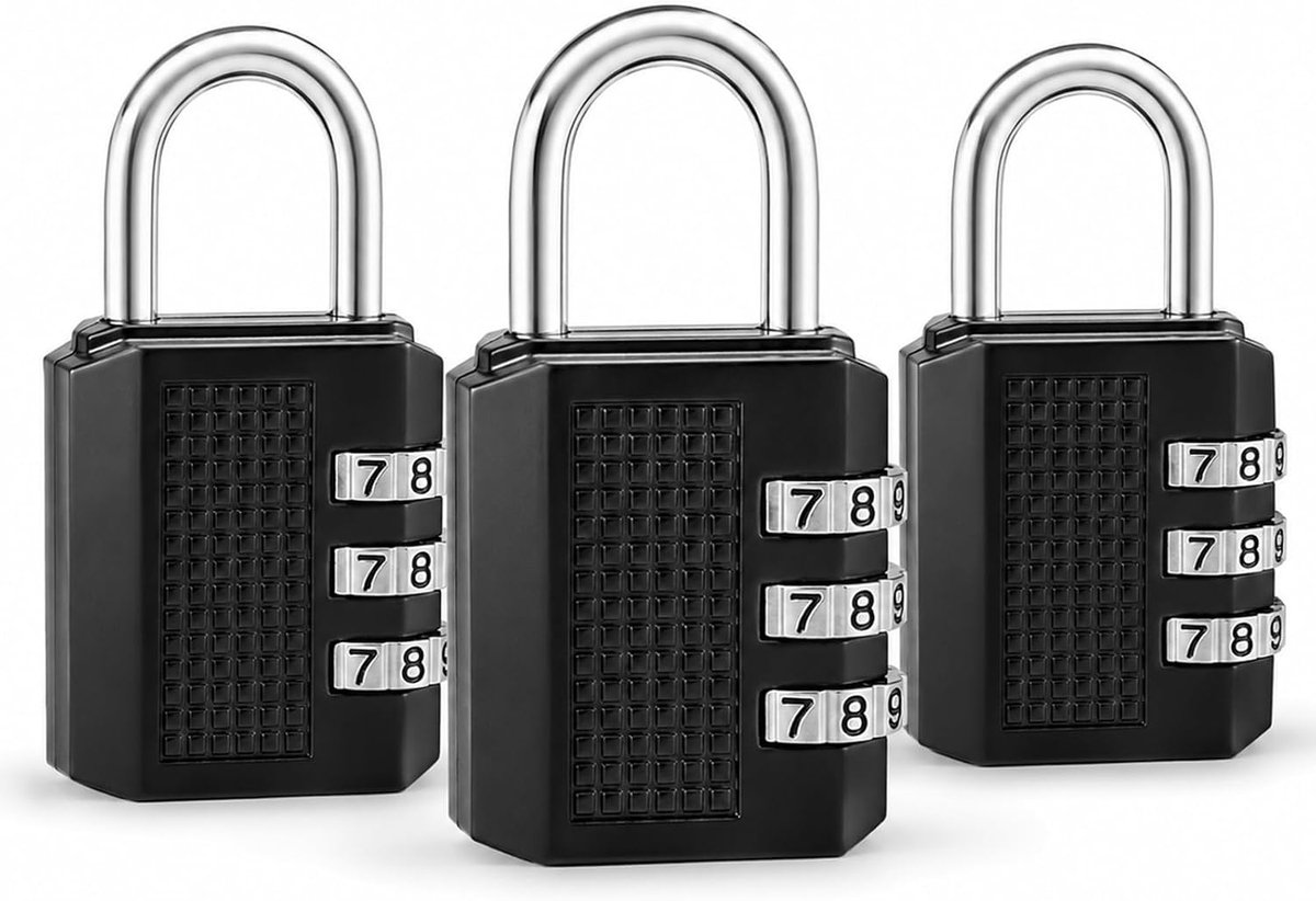 Combinatieslot - robuust kastslot - veilige hangsloten met 3-cijferige combinatie - bagagesloten - 1000 mogelijke combinaties - voor koffer - rugzak - reistas