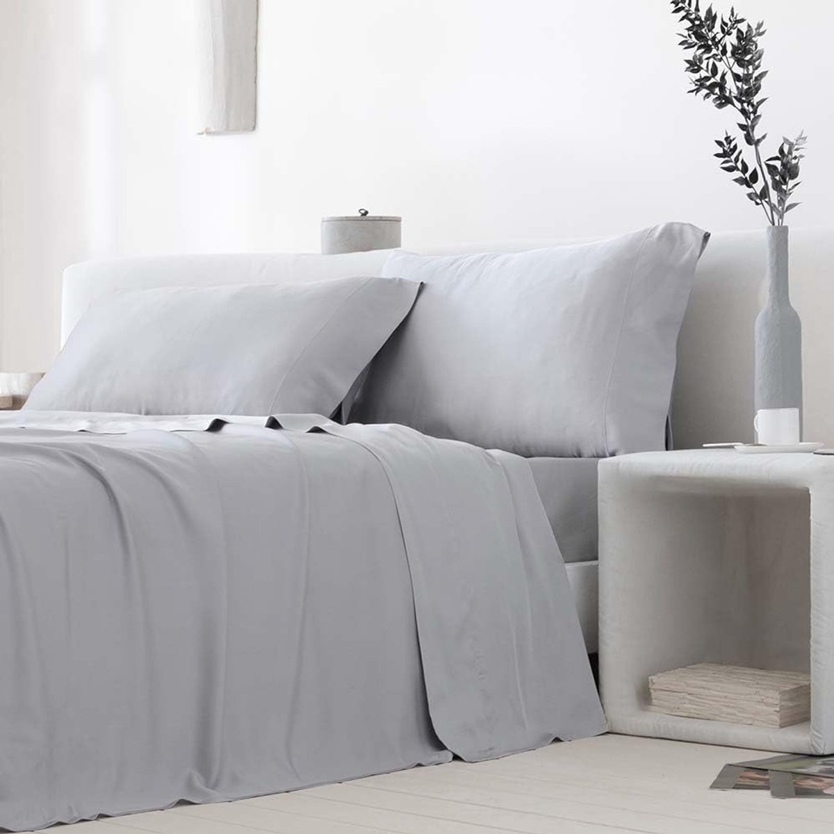 COTTON ARTean Bamboo Bed Linen Grey Organic Hypoallergenic Bed Linen for 90 x 190/200 cm Beds, Grey - ShopVlot