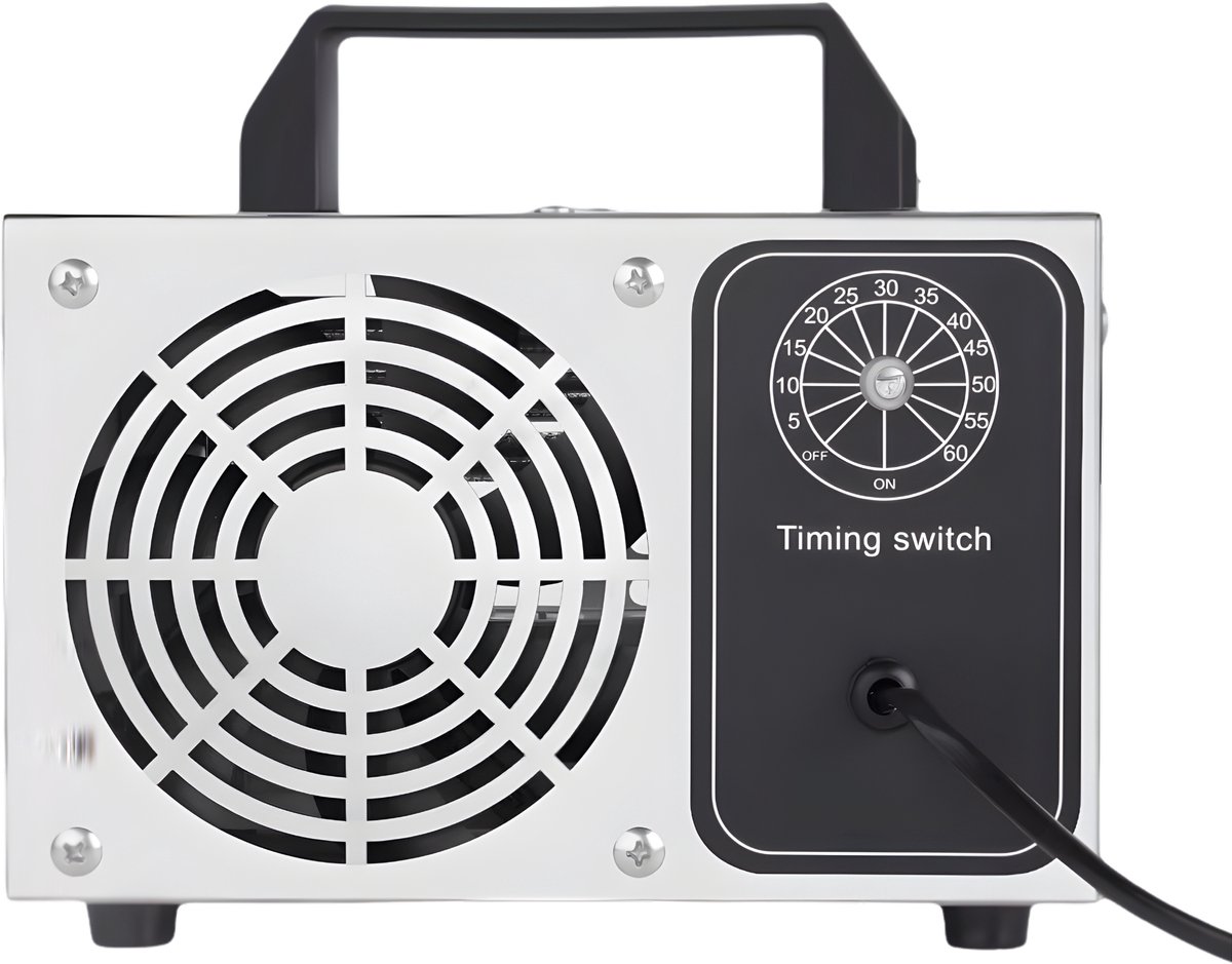 Ozongenerator – Voor thuis, auto, keuken, badkamer en kelder – Luchtreiniging, desinfectie en sterilisatie – Roestvrij staal, 120W, kleur: silverly
