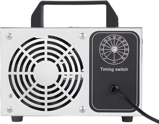 Ozongenerator – Voor thuis, auto, keuken, badkamer en kelder – Luchtreiniging, desinfectie en sterilisatie – Roestvrij staal, 120W, kleur: silverly