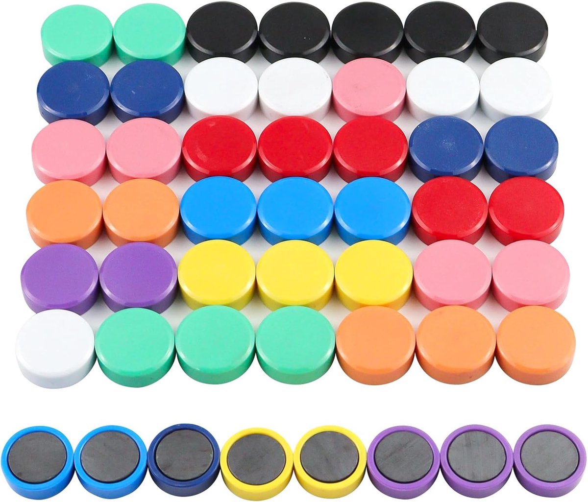 50 Pieces Magnetic Board Magnets, 10 Colours, Small Round Magnets Magnets for Whiteboard, Refrigerators, Classrooms - ShopVlot