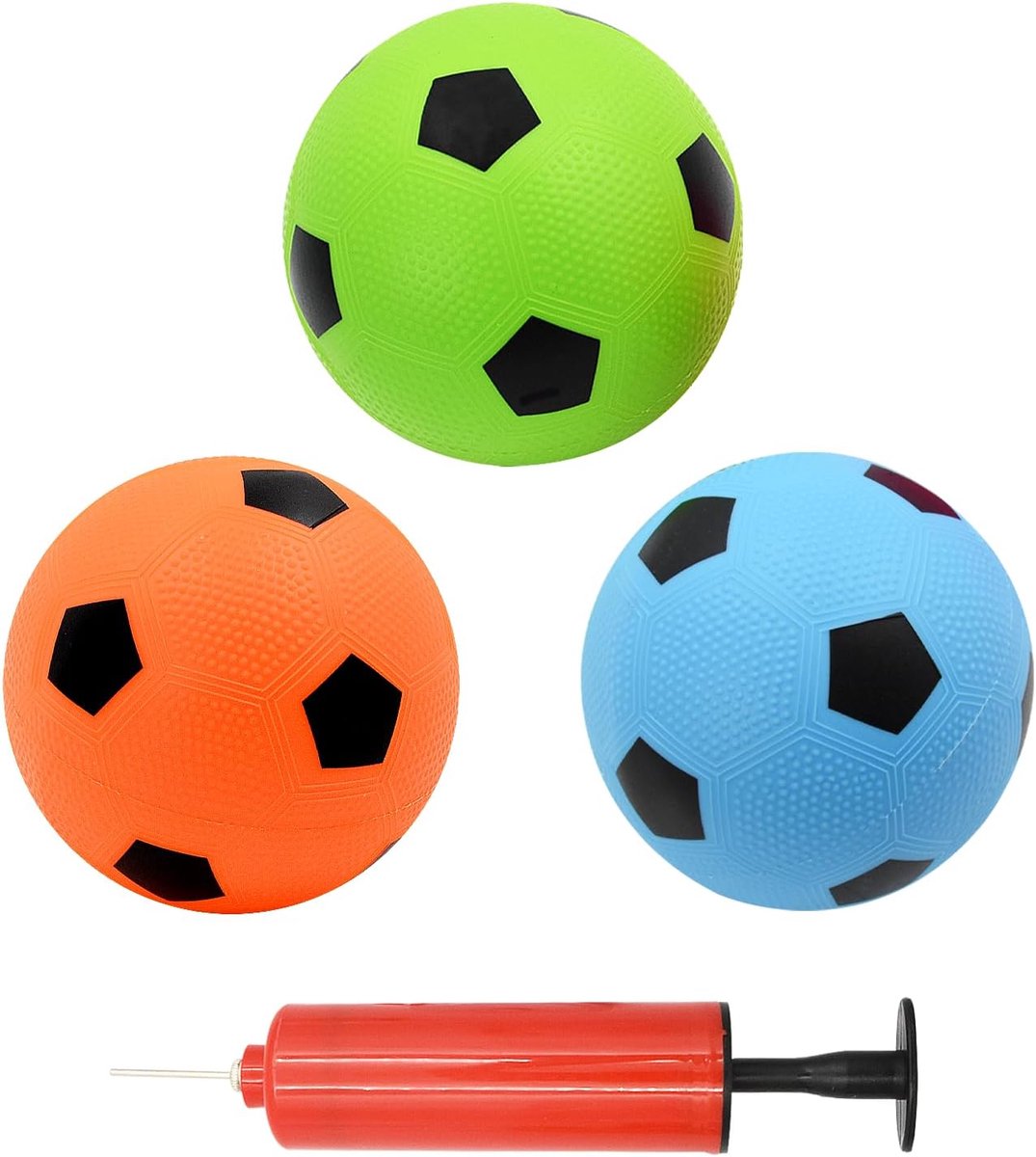 Inflatable Football Ball Small 15 cm in 3 Colours with Pump, Beach Ball for Summer Pool, Sports Game for Children - ShopVlot