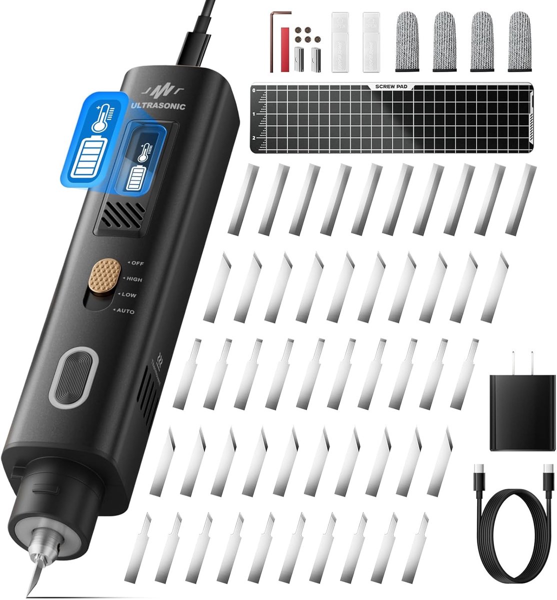 Ultrasonic Cutter, 2-in-1, 35 W, Precision Cutter with OLED Display, Electric Knife for 3D Printing (PLA/ABS/Resin) - ShopVlot