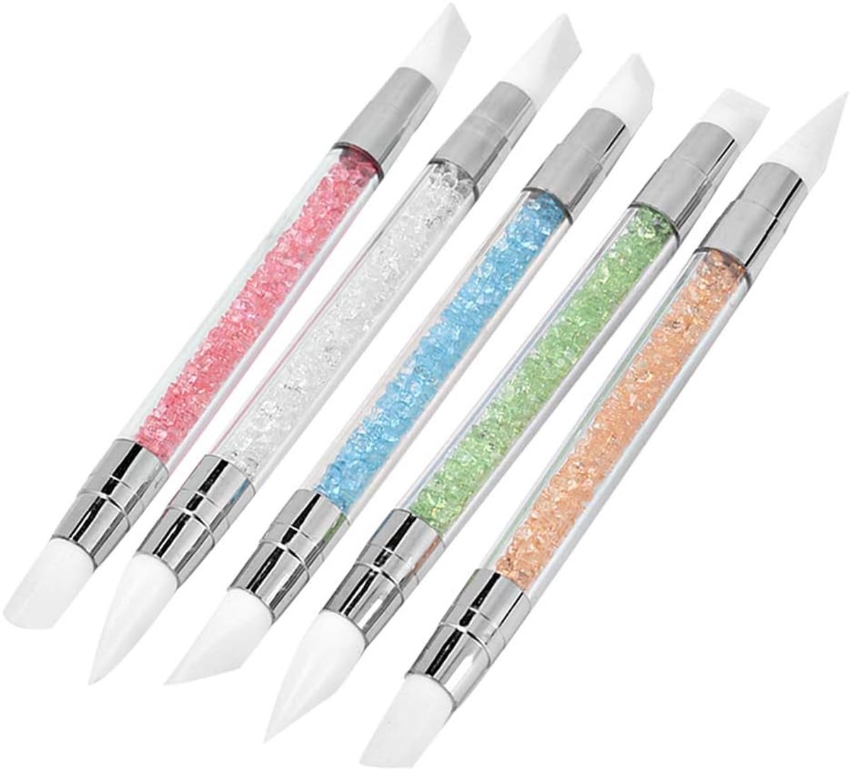 Silicone Nail Tools, Sculpting Gel for Nail Art 5 Pieces Nail Art Sculpture Pen Silicone Brush Silicone Nail Tools - ShopVlot