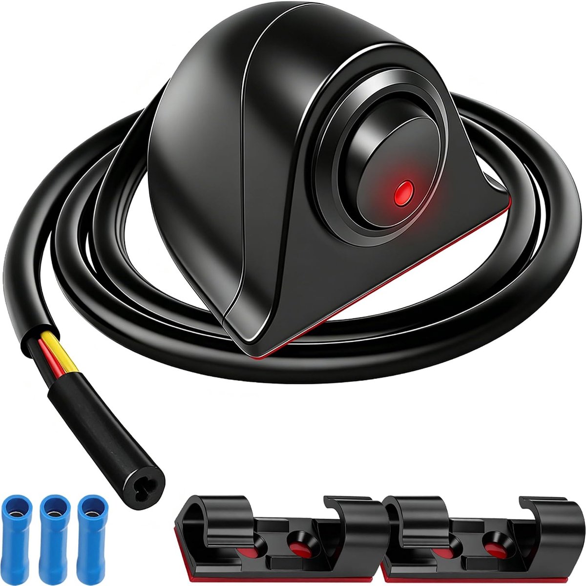 Auto DIY Plakken Type Tuimelschakelaar Rood LED Licht Bedraad ON/Off DC 12V 16A Drukknop met Koude Persconnector - ShopVlot