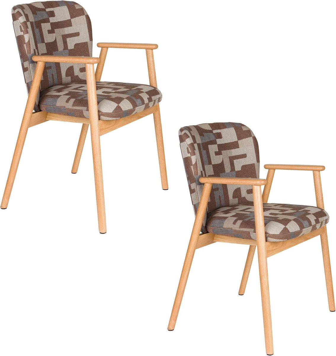 Kenna Dining chairs with armrest brown - Set of 2 - ShopVlot