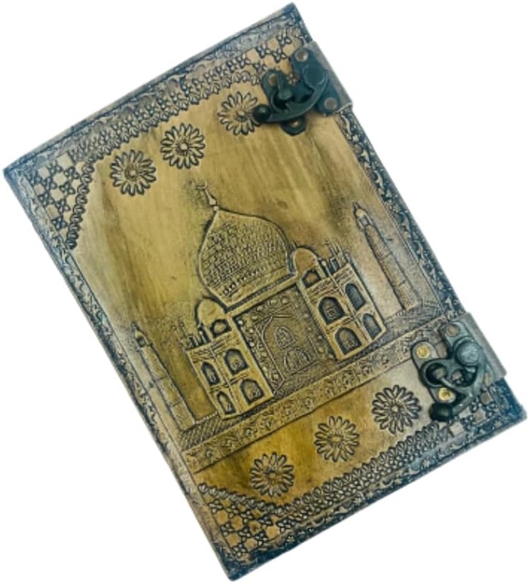 OVERDOSE TAJ MAHAL Design Handmade vintage leather journa Double Lock Lid Edge paper, Blank Game Book with Shadows - ShopVlot