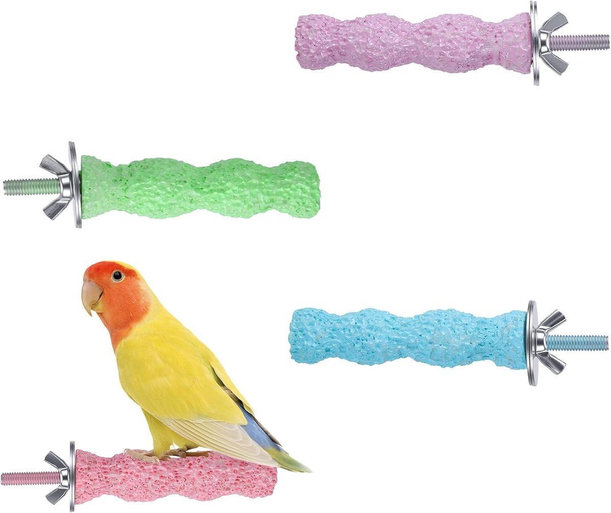 4 Piece Perches Set to Sharpen Beaks, Claws and Chews for Parrot Cages (Small) - ShopVlot