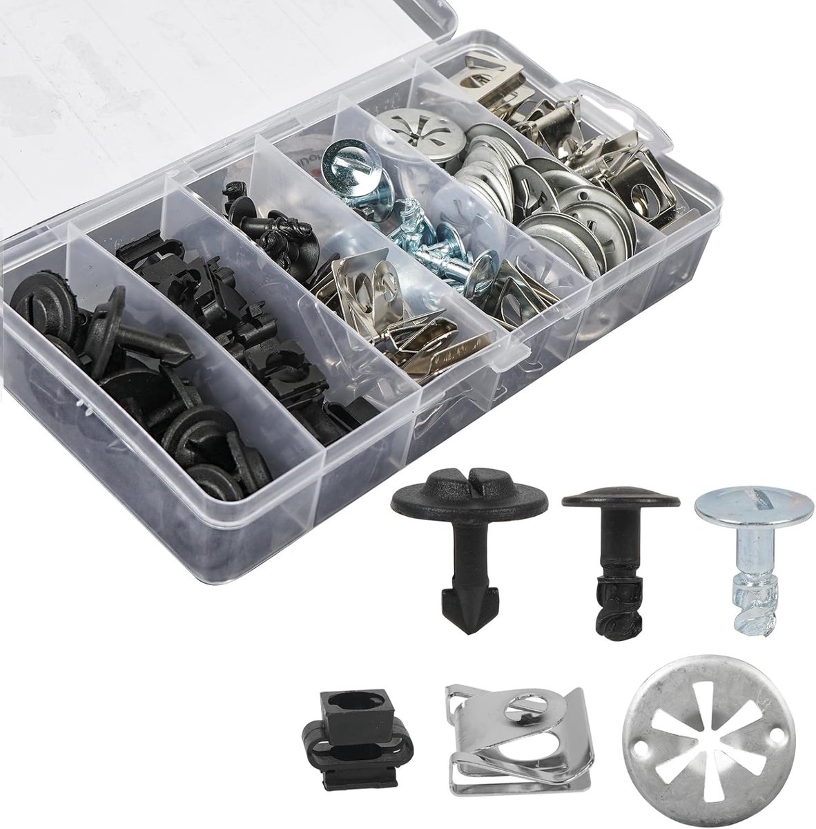 OTUAYAUTO 100 pieces fixing clips, repair kit, 6 kinds of universal car clip set, nylon, metal, bumper, body, engine - ShopVlot