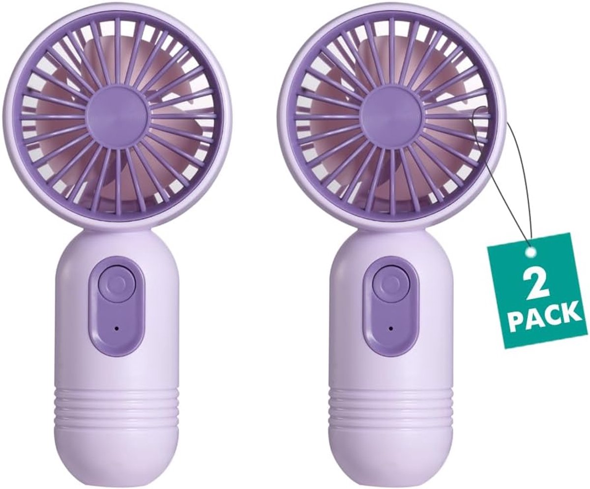 Draagbare mini-ventilator: 2 stuks, licht, klein, paars - Draagbare USB-ventilator en draagbare ventilator: 3 - ShopVlot