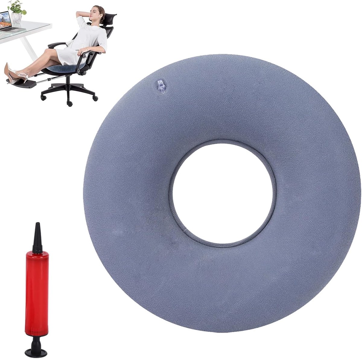 Orthopedic seat cushion, donut cushion, sitting circle, seat ring after on, hemorrhoids, round cushion with pump - ShopVlot
