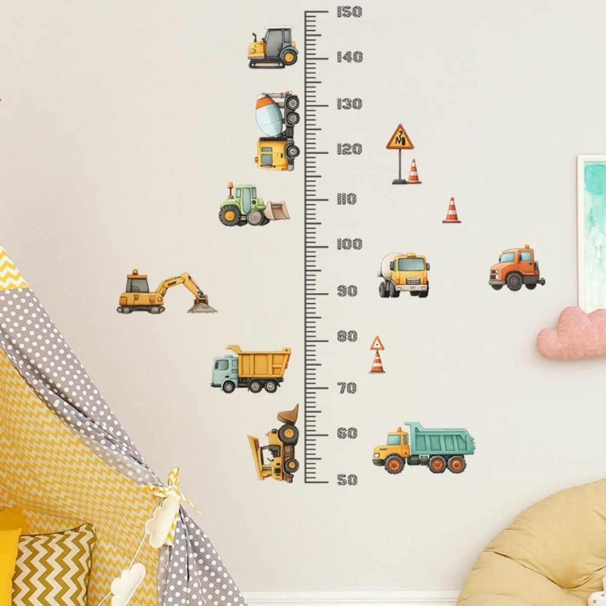 Wall Sticker Measuring Rod Children's Room, Vehicles Truck Design, Wall Sticker Wall Sticker, 102x57 cm, Wall - ShopVlot